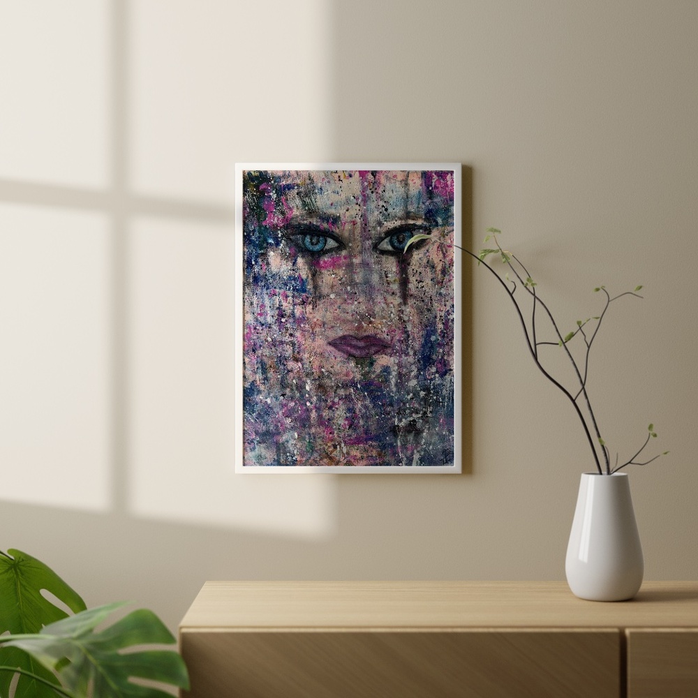 Eye Catching – Abstract Acrylic Painting of a Woman | 11x14 Canvas Pop Art - Picture 3 of 16